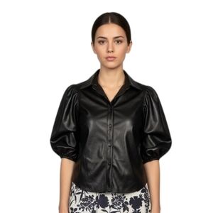 Black Pleather Blouse Size Small.
